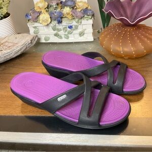 CROCS WOMENS PATRICIA II WEDGE SANDALS SZ 11